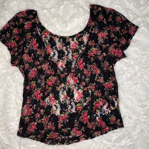 Floral Mesh Crop Top